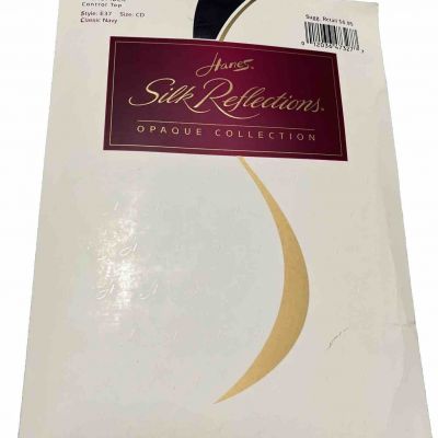 Hanes Silk Reflections Pantyhose Control Top Light Opaque Size CD Classic Navy