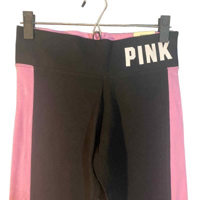 PINK VS Black & Pink Striped Cut Out Ankle Workout Casual Leggings Women Sz S