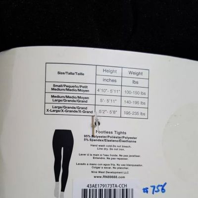 New! ANNE KLEIN 2-Pair Ladies Sz L/XL Soft & Cozy FOOTLESS Fleece Tights BLACK/