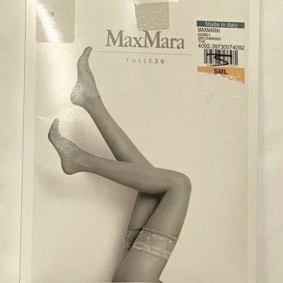 MAX MARA Womens Tulle Lace Sheer Hold Up Stockings Tights Brown 30 (MSRP $150)