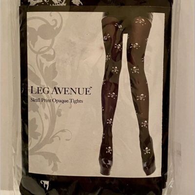 New Leg Avenue Skull & Crossbones Print Opaque Tights (Wt 90-160 lbs) Halloween
