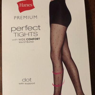 Hanes Premium Womens Pindot Perfect Tights - Black - Small