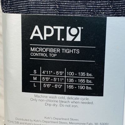 Apt. 9 Microfiber Tights Control Top Size Small Black Silver Metallic USA NEW!