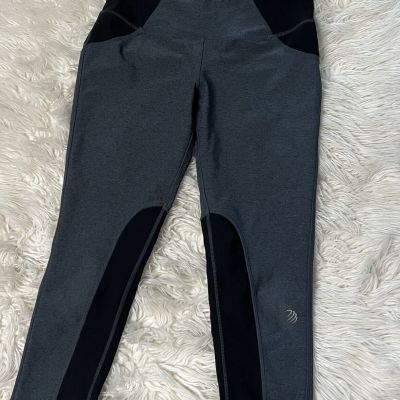MPG Athletic Capri Leggings Women Small Gray Black Yoga Workout Fitness