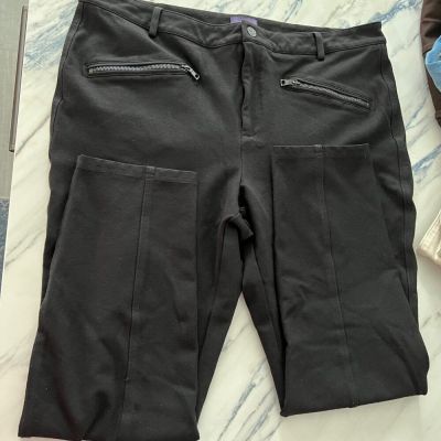 NYDJ black knit legging size 18W zipper trim false pockets