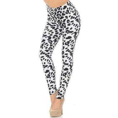 X-Plus Size Womens Ladies Creamy Soft black White Leopard Leggings Womens
