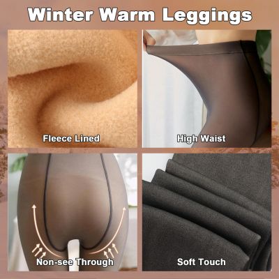 Women's Thermal Warm Sheer Underwear Soft Stretch Seamless Fleece Lined Leggings