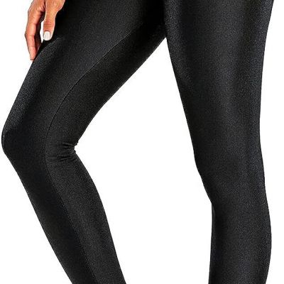 Sghenr Women's High Waisted Yoga Pants Tummy Control Shiny Sports Tights Workout