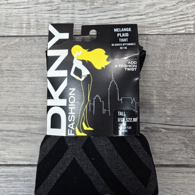DKNY Women’s Melange Plaid Tights 60 Denier Appearance Black Grey Size Plus Tall