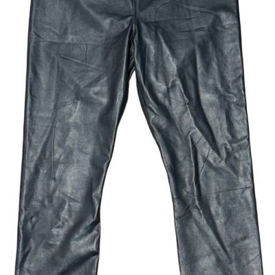 X by Gottex Faux Leather Leggings Women's Size L Large New With Tags Black/Green