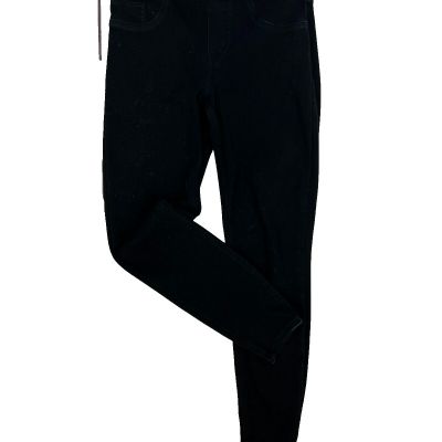 Spanx Black Legging Cotton Blend Pullon Stretch Waist Faux Front Pockets  SZ M