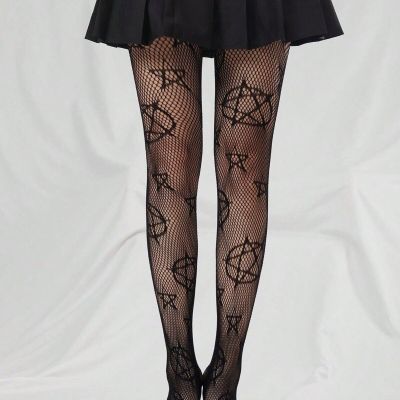 Gothic Style Pentagram Fishnet Stockings
