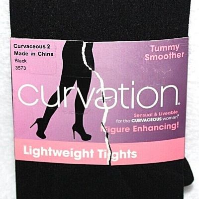 Curvation Women's Solid Black, Style 3573 Lightweight Tights - Pick Your Size