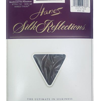 Hanes Silk Reflection Size AB Style 718 Silky Sheer Pantyhose Barley There