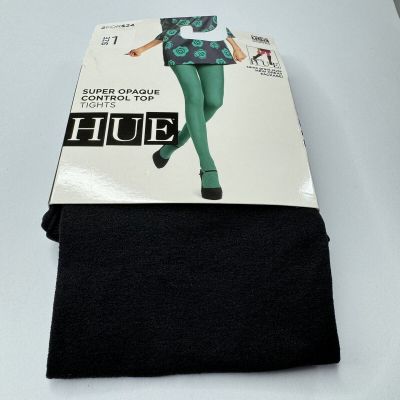 Hue Super Opaque Tights With Control Top Size 1 Black 1 Pair 100-150 Lbs New