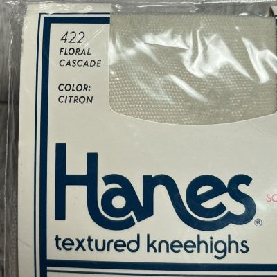 Vintage Hanes Textured Knee highs  Floral Cascade Color Citron 100perc Nylon