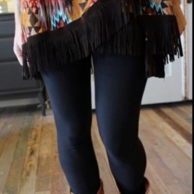 OS SIZE Solid Black Leggings Fits Sizes 2-12 NWT