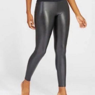 Assets by Spanx Sara Blakely Black Faux Leather Leggings Large