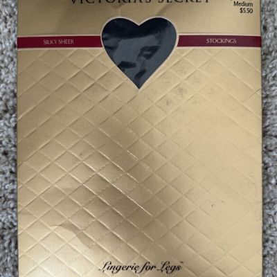 Victoria’s Secret Lingerie For Legs Silky Sheer Stockings Jet Black Medium