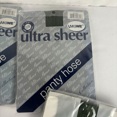 Lanswe 4 Packs Ultra Sheer Kahki Panty Hose Pantyhose One Size 100perc Nylon