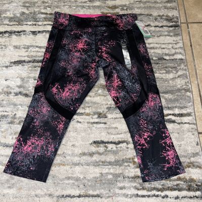 NWT Forever 21 Pink & Black Paint Splatter Print W/ Sheer Inserts Sz Small