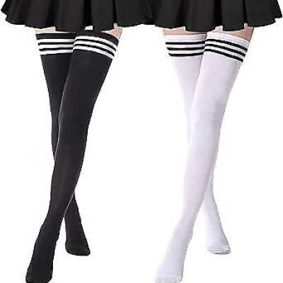 Extra Long High Thigh Socks Striped Over Knee Thin Tights Long Stocking