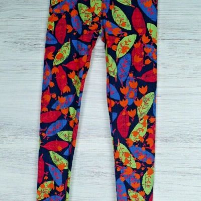 Lularoe One Size OS Leggings- Bright with Multicolored Leaf pattern