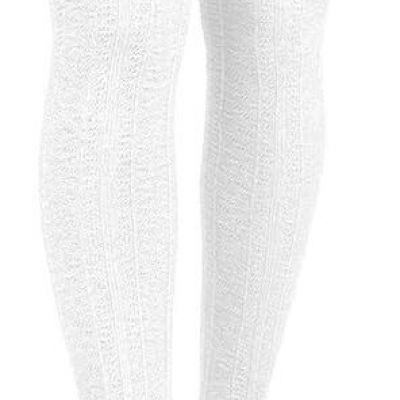 White Thigh High Socks Stocking Thick Cozy Warm Over Knee Tall Boot Cotton
