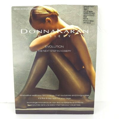 NEW Donna Karan Hosiery Tights Evolution Black Small Sandalfoot MSRP $28.00