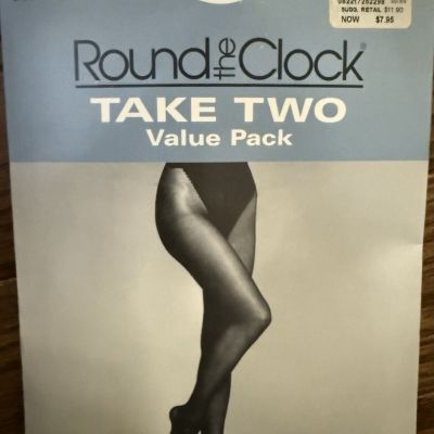 Vintage Round the Clock Take Two Value 2 Pack Pale Beige Size D Plus Pantyhose