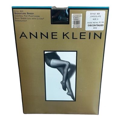 NOS ANNE KLEIN Control Top Signature Pantyhose Silky Sheer chocolate Sz A 923