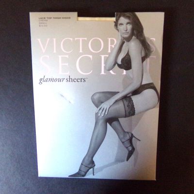 New Vintage Victoria's Secret Cream Lace Top THIGH HIGH Stockings Panty Hose S