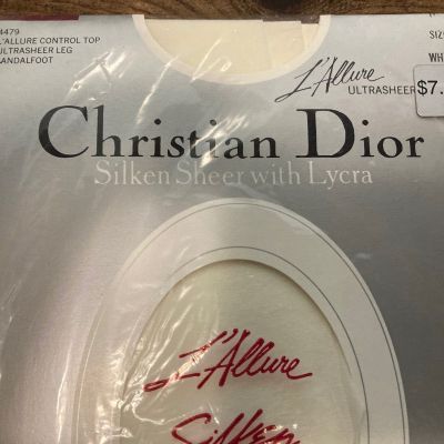 Vintage Christian Dior A'llure UtraSheer White Panty Hose Size 2 Silken Sheer