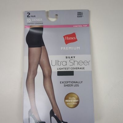Hanes Premium Silky Ultra Sheer Lightest Coverage 2 Pack Barely Black Small