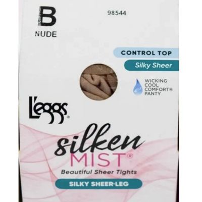 L'eggs Silken Mist CONTROL TOP Silky Sheer Leg Tights B-NUDE, Medium