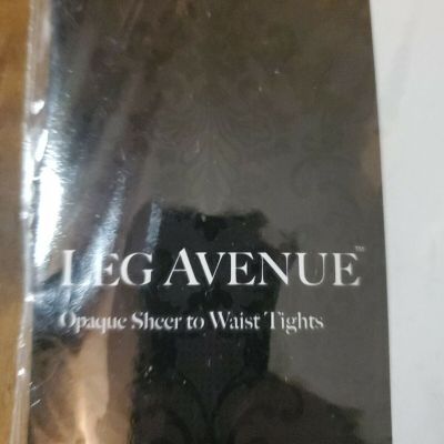 4 New Leg Avenue LA-0992 Black Opaque Tights Pantyhose With Cotton  One Size