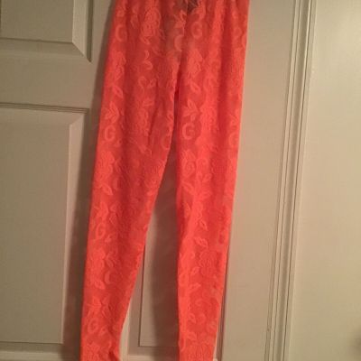 New W/tags Gucci Orange Floral Lace Tights With G Embroidery Size Medium