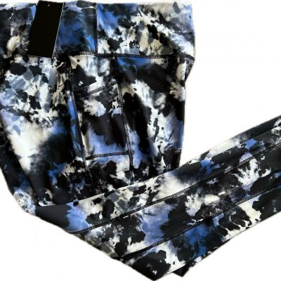 New Women’s Plus Size 1X LegEnd Capri Leggings Blue Tie Dye Side Pockets