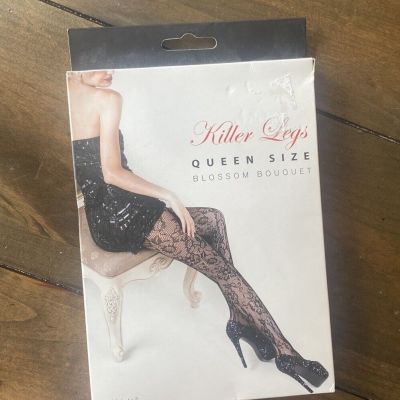 Killer Legs Queen Size Blossom Bouquet Fishnet Pantyhose New Size XL
