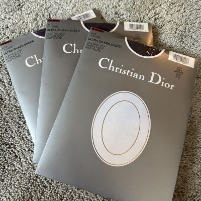 Christian Dior Ultra Silken Sheer Pantyhose, Size3, Graphite Gray Lot/3