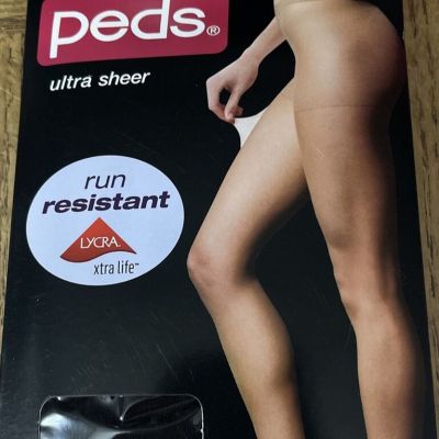 Peds Ultra Sheer Women’s Tights Black Queen Size-Run Resistant Reg. Control Top