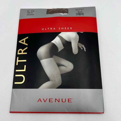 Vintage Avenue Pantyhose Ultra Sheer New Brown Size E Control Top O24