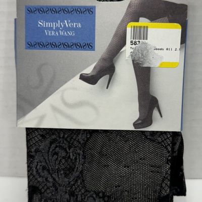 SimplyVera Vera Wang Fashion Control Top Tights Size 2 Black Textured