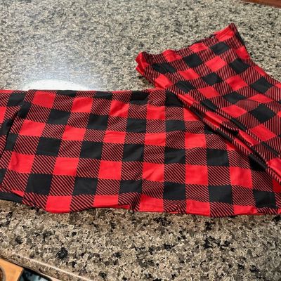 Amelia Rose Full Length Flared Yoga Leggings w/Pockets TC Size Fits 12-20 Plaid