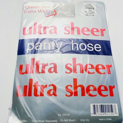 Ultra Sheer Pantyhose - White - Queen Size Extra Wide 115Q