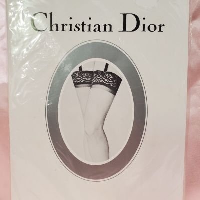 Christian Dior Romantic Lace Top Garter Stockings ALABASTER Thigh-Hi SZ 4 Sissy