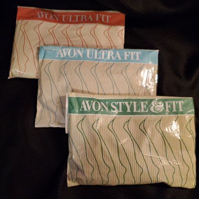 Vintage Avon Pantyhose Queen Tall 3 Pair Suntan Grey Mist Ankle Rose
