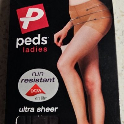 1 Pair Peds Ladies Smooth Shaping Control Top Pantyhose Sheer Leg Size EF Black