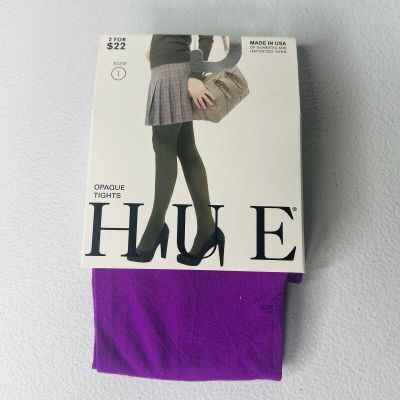 NWT Hue Opaque Tights Dahlia Purple Womens Size 1 Non Control Top 1 Pair New