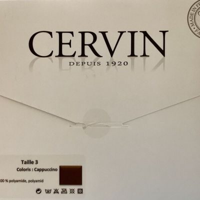 Cervin Enola 15 Dn 100perc Nylon Stockings For Garter Belt, Color Cappuccino Size 3